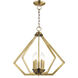 Prism 5 Light 20 inch Antique Brass Chandelier Ceiling Light