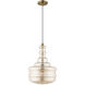 Art Glass 1 Light 13 inch Antique Brass Mini Pendant Ceiling Light