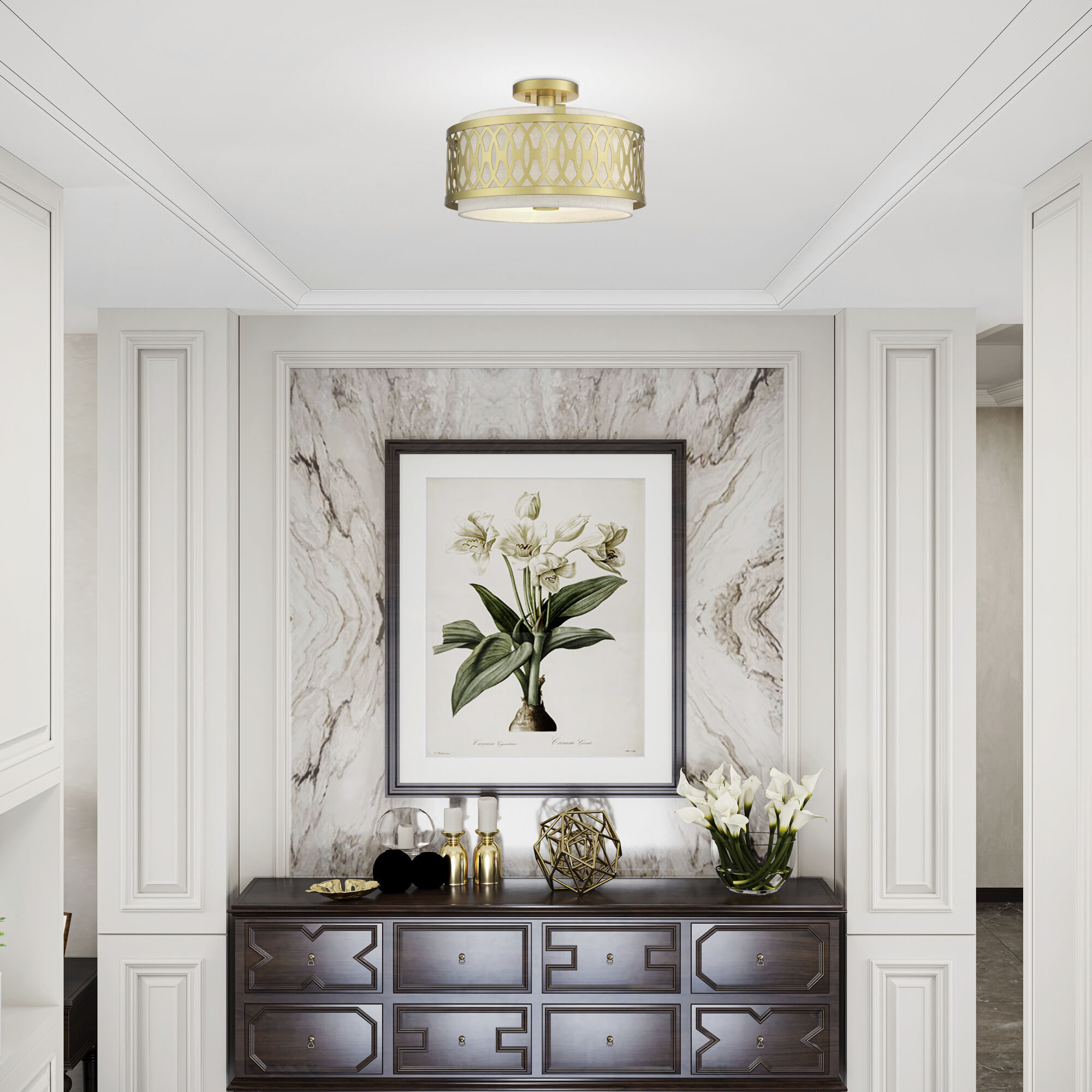 Vistaview 3 Light 15 inch Soft Gold Semi-Flush Ceiling Light