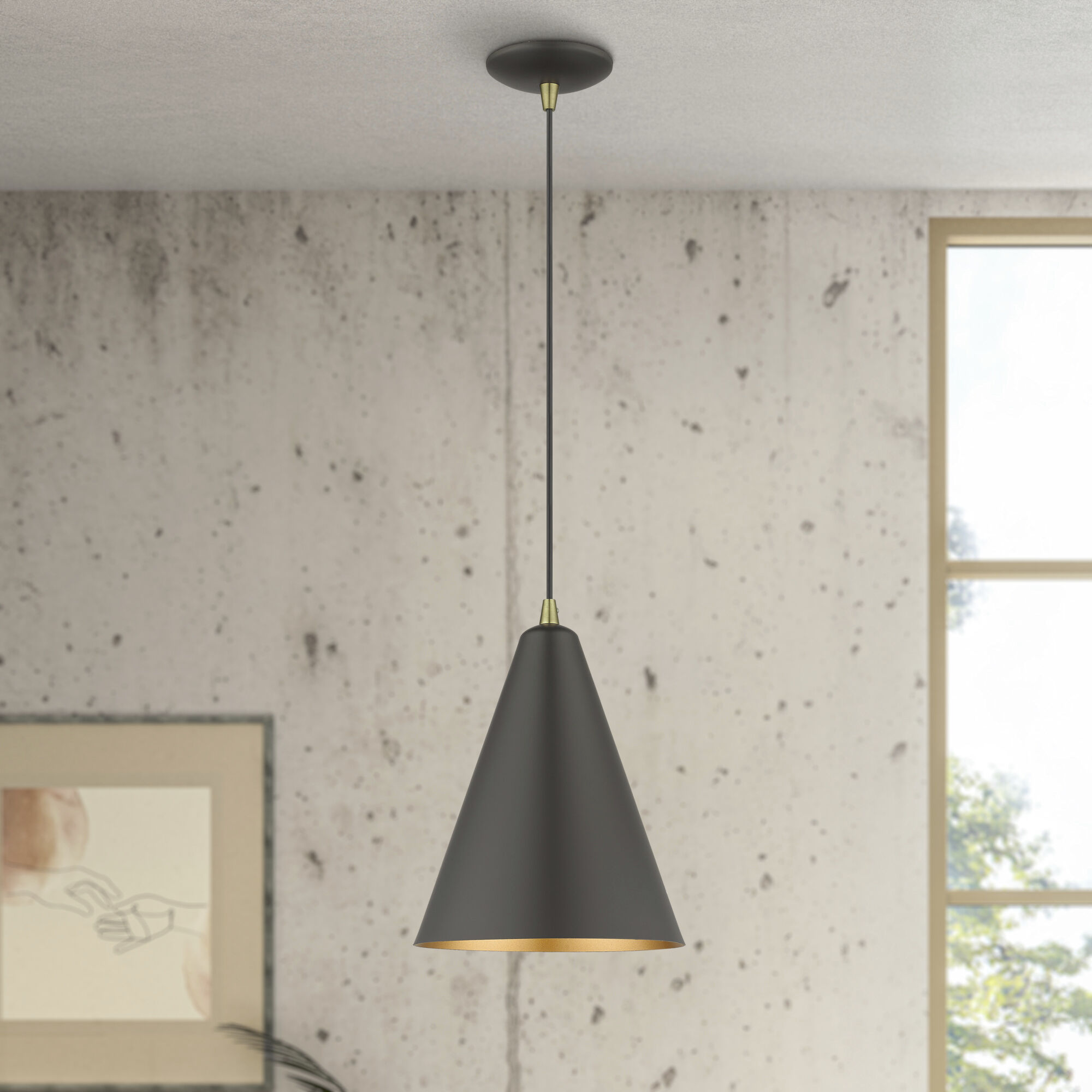 Dulce 1 Light 10 inch Bronze with Antique Brass Accents Pendant Ceiling Light in Bronze & Brushed Nickel