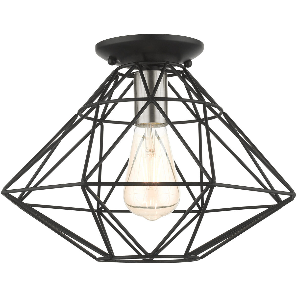 Geometric 1 Light 14 inch Black Flush Mount Ceiling Light