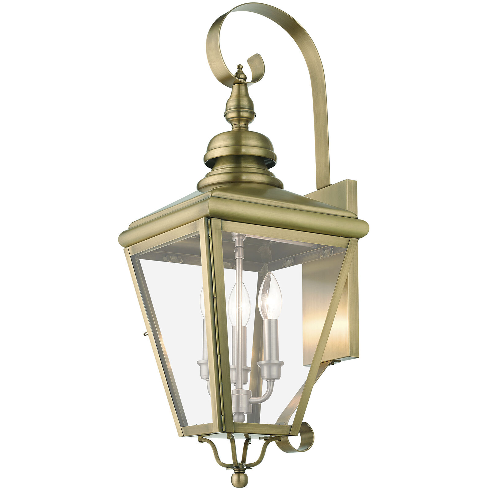 Adams 3 Light 10.63 inch Antique Brass with Brushed Nickel Finish Cluster Outdoor Large Wall Lantern Wall Light