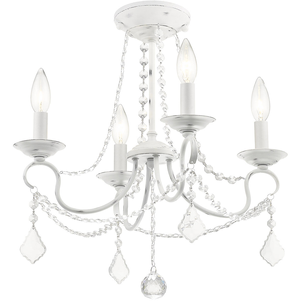 Pennington 4 Light 18 inch Antique White Convertible Mini Chandelier/Ceiling Mount Ceiling Light
