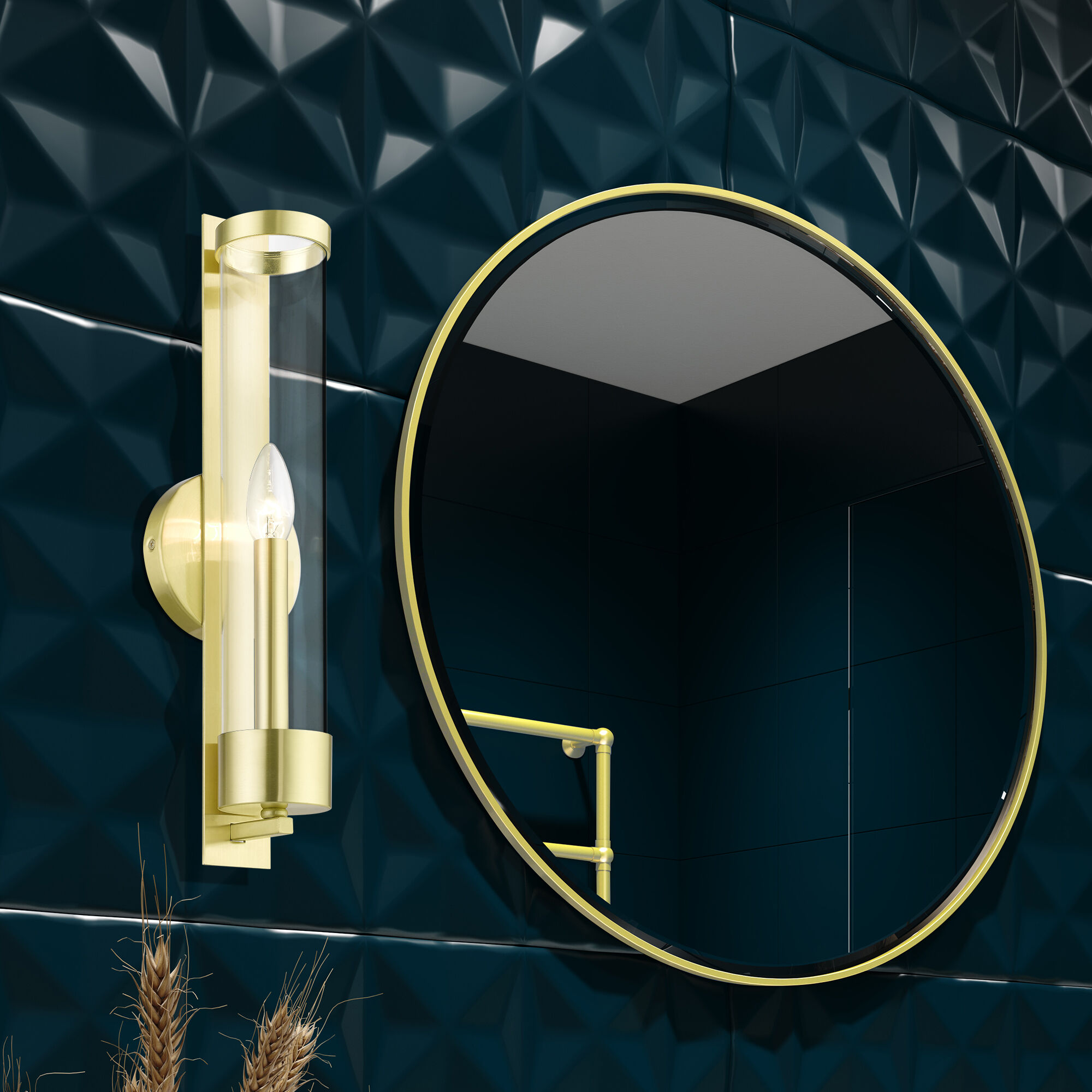 Castleton 1 Light 5 inch Satin Brass Single Sconce Wall Light, Tall