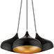 Amador 3 Light 25 inch Shiny Black with Polished Chrome Accents Cluster Pendant Ceiling Light