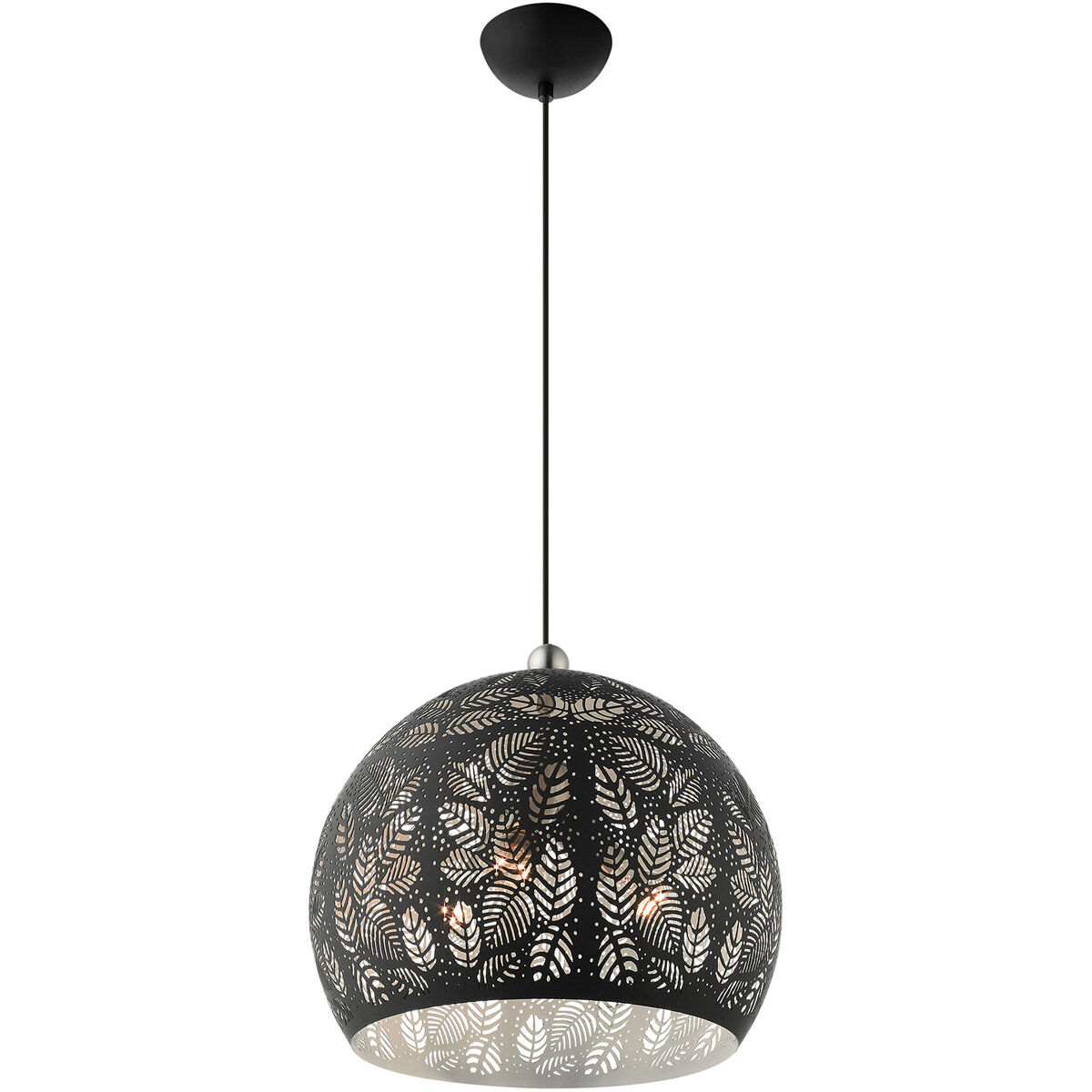 Chantily 3 Light 16 inch Black with Brushed Nickel Accents Pendant Ceiling Light