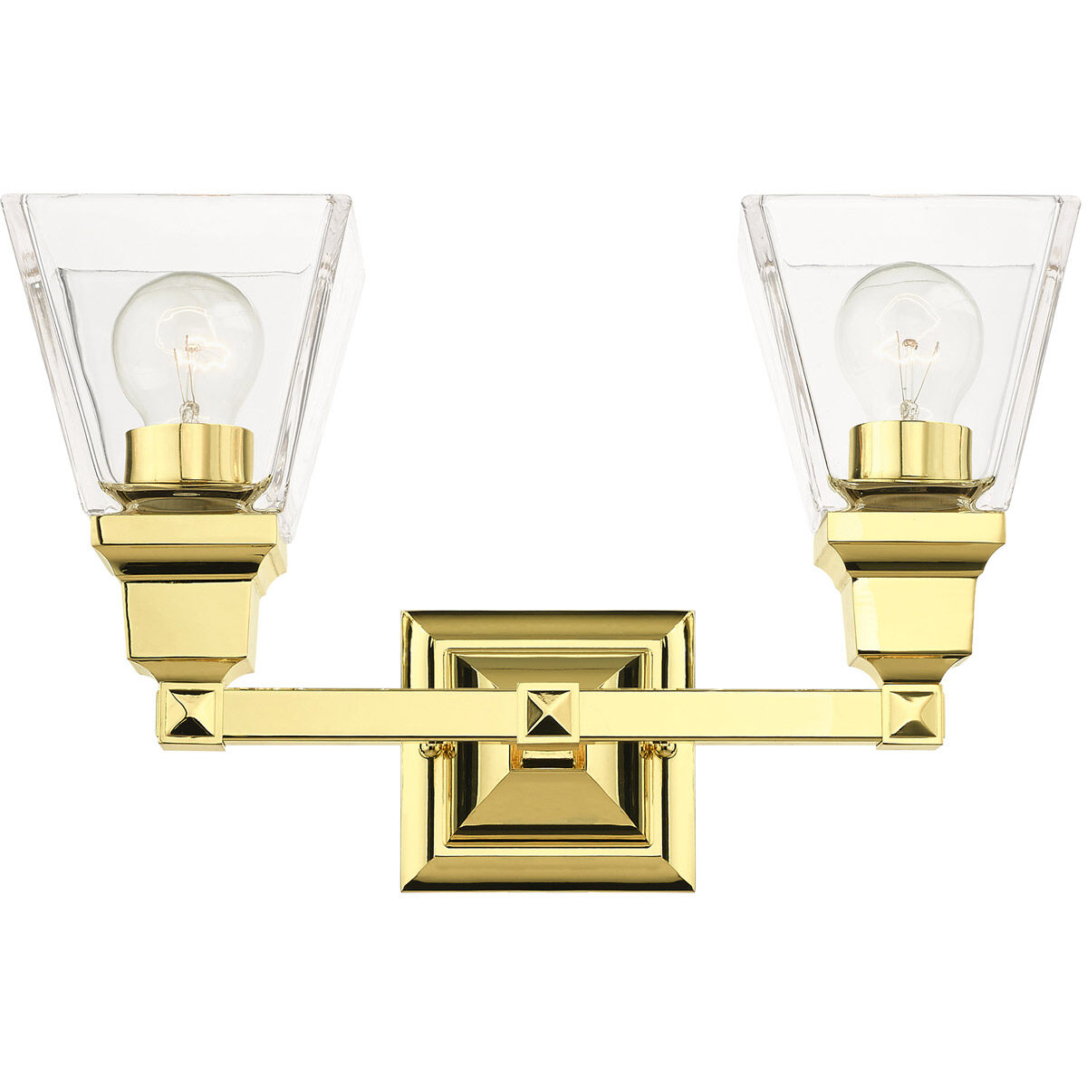 Mission 2 Light 15 inch Polished Brass Vanity Sconce Wall Light