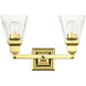 Mission 2 Light 15 inch Polished Brass Vanity Sconce Wall Light