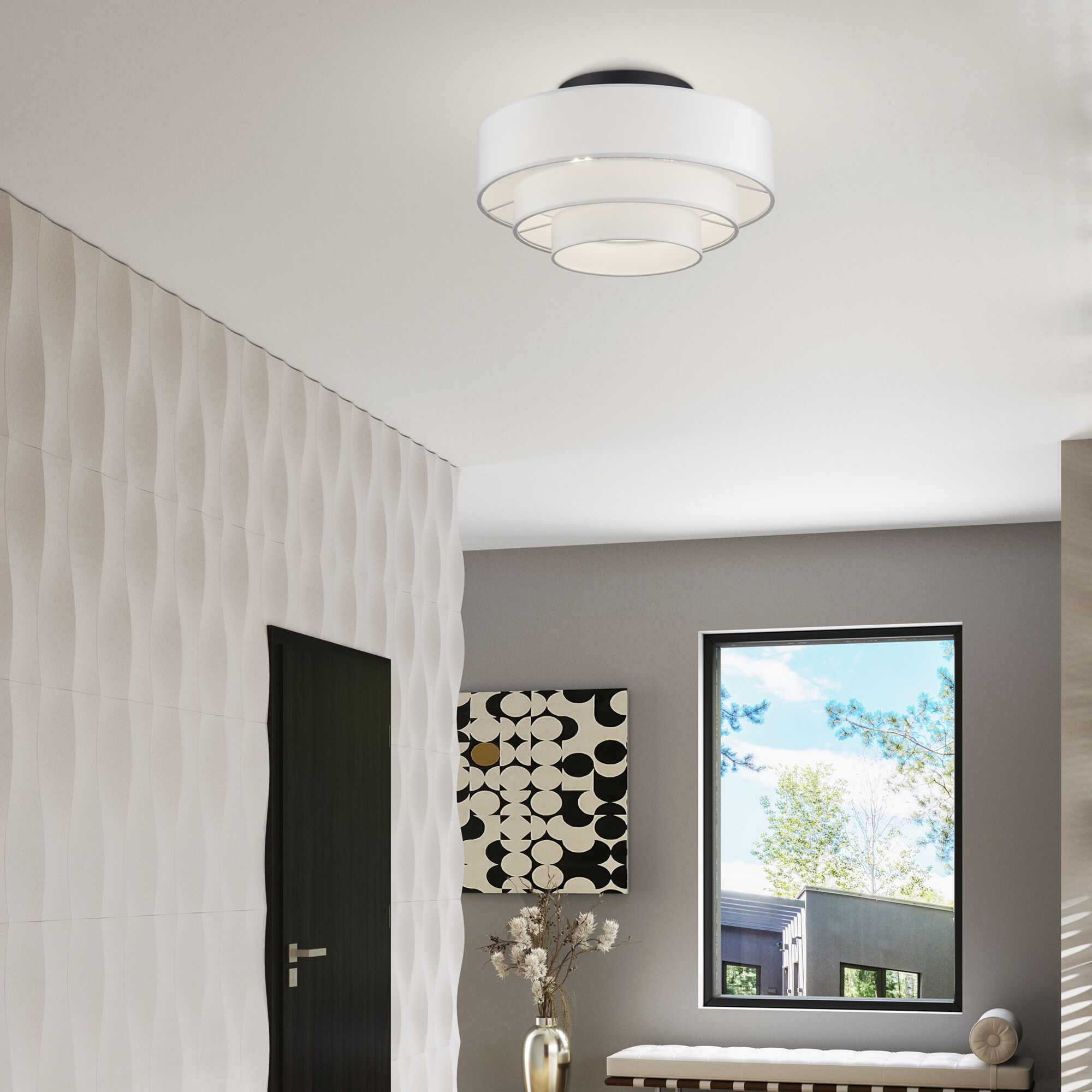 Manorwood 4 Light 21 inch Bronze Semi-Flush Ceiling Light