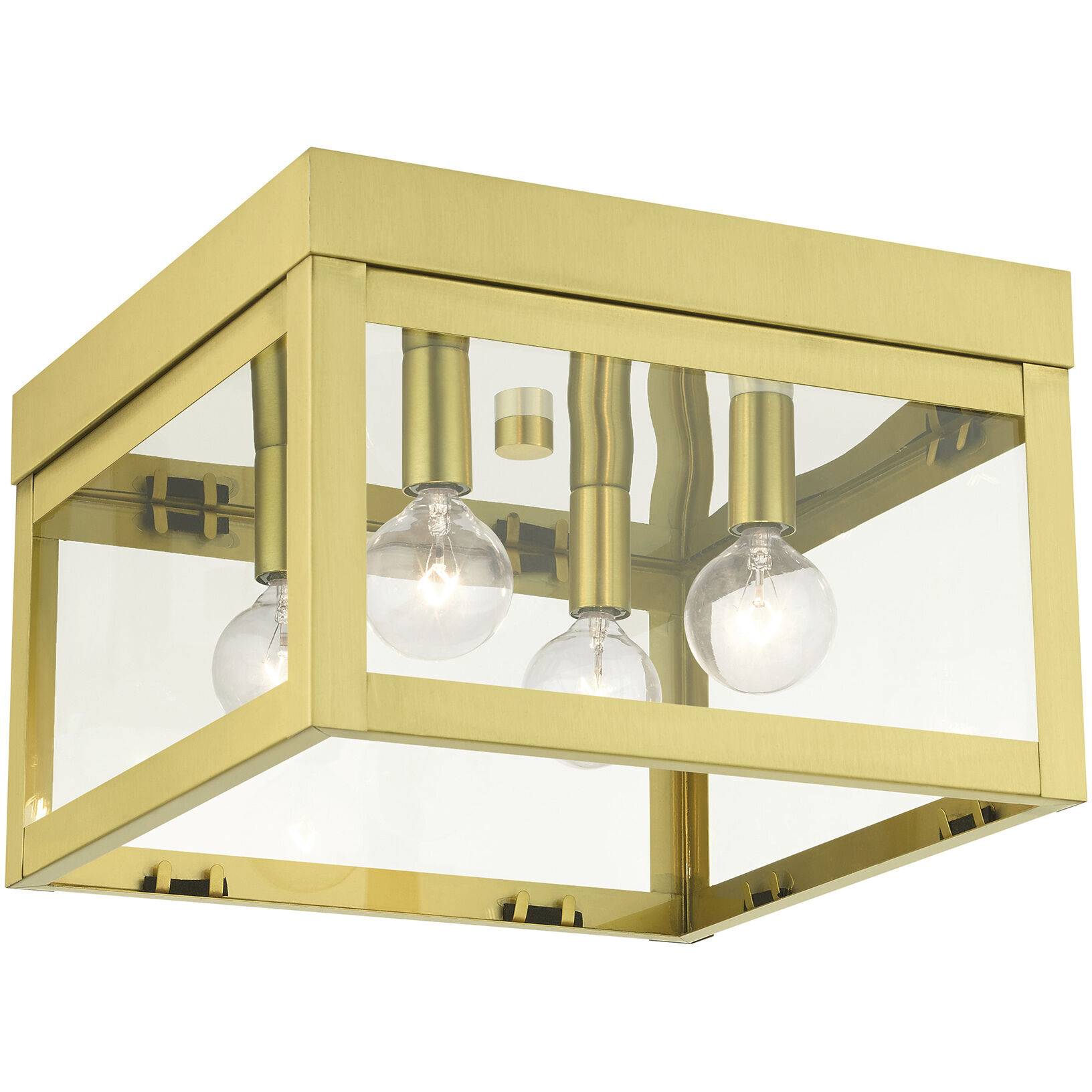 Nyack 4 Light 11 inch Satin Brass Flush Mount Ceiling Light