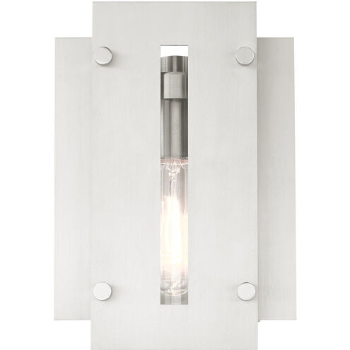 Utrecht 1 Light 10 inch Brushed Nickel Accents Outdoor Wall Lantern