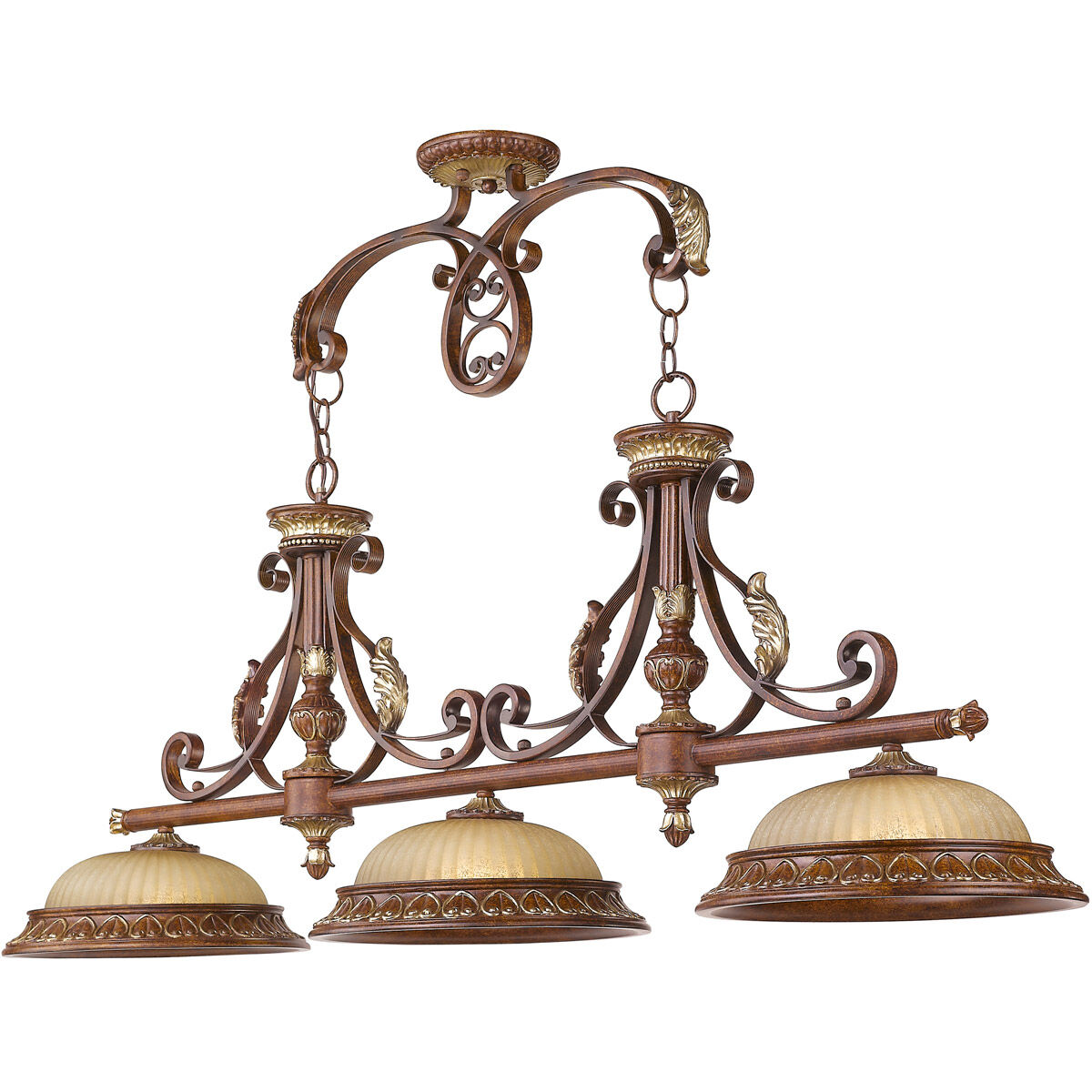 Villa Verona 3 Light 52 inch Verona Bronze with Aged Gold Leaf Accents Island Ceiling Light