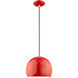Allison 1 Light 10 inch Shiny Red Mini Pendant Ceiling Light