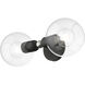 Downtown 2 Light 6.5 inch Black with Brushed Nickel Accents Vanity Sconce Wall Light, Sphere
