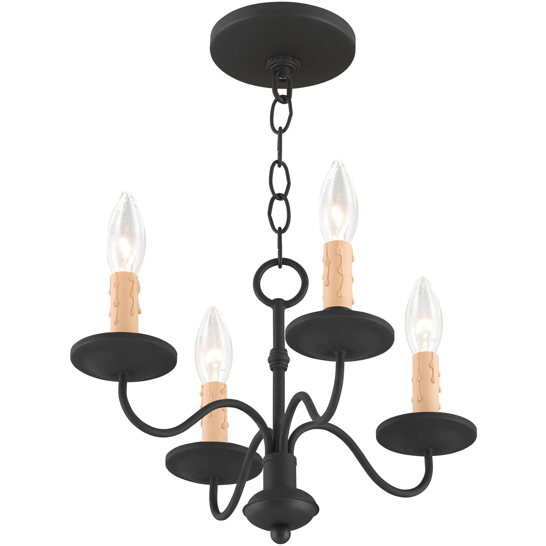 Heritage 4 Light 15 inch Black Mini Chandelier Ceiling Light