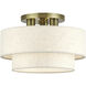 Manorwood 3 Light 15 inch Antique Brass Semi Flush Mount Ceiling Light, Large
