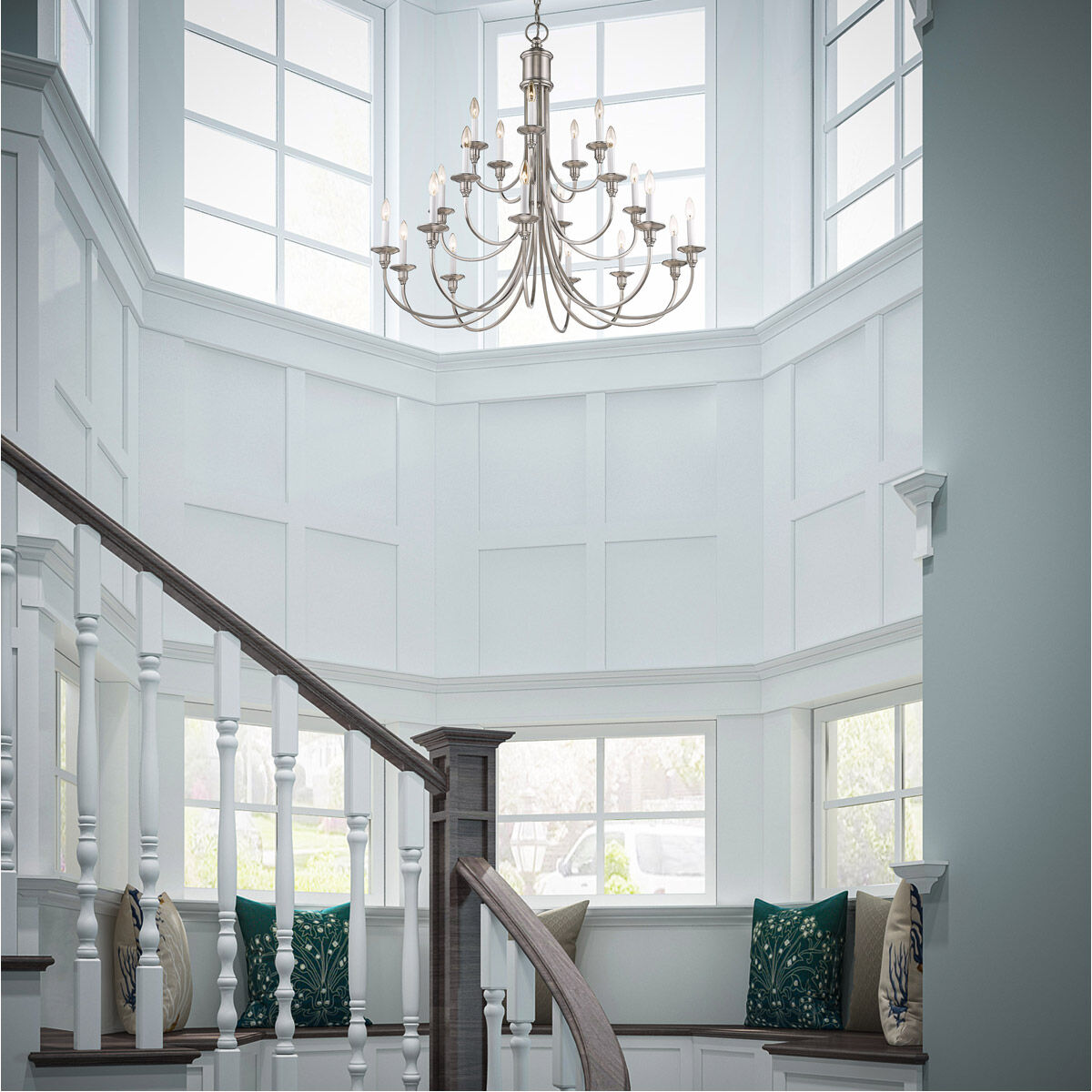 Cranford 20 Light 42 inch Brushed Nickel Foyer Chandelier Ceiling Light