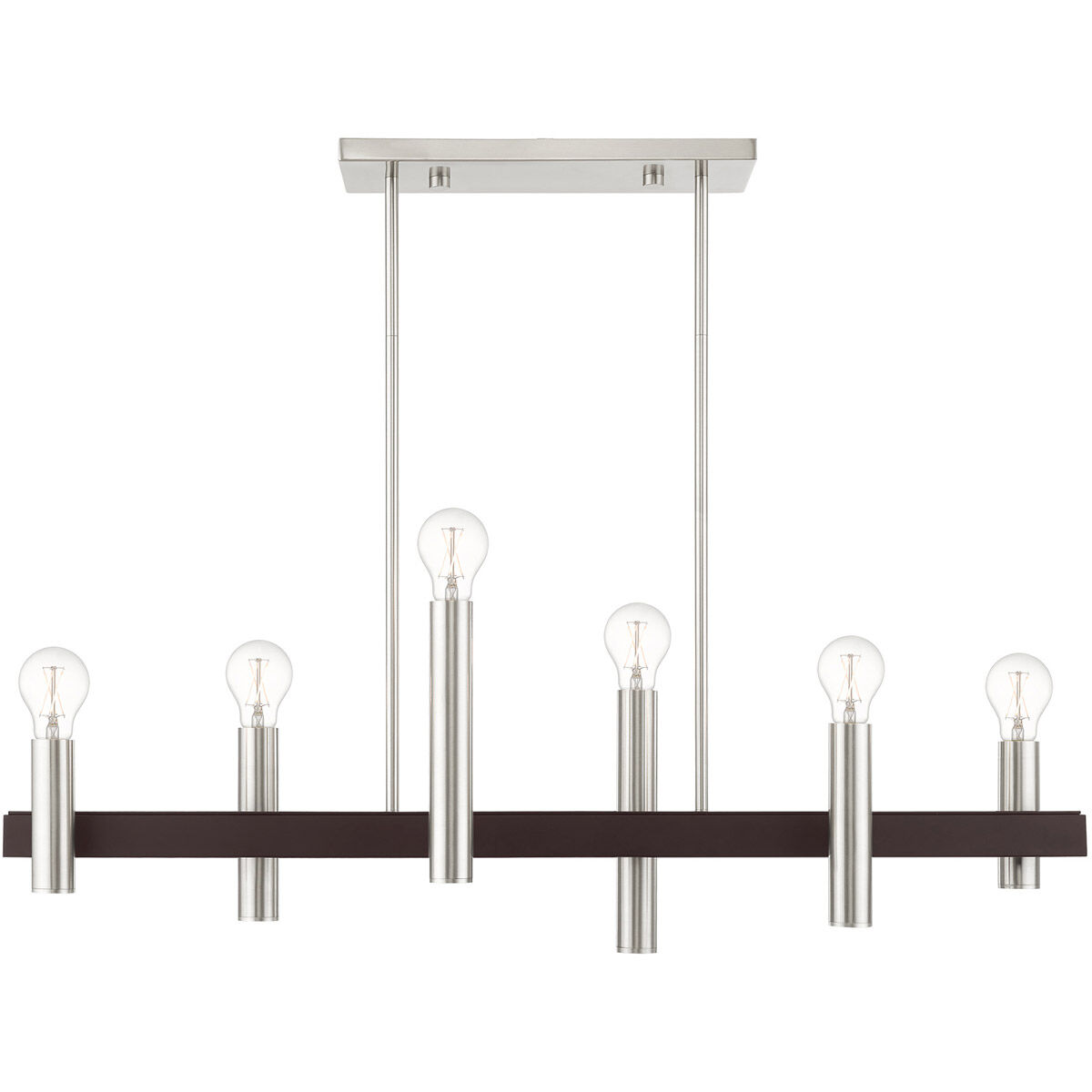 Helsinki 6 Light 8.25 inch Brushed Nickel with Bronze Accents Chandelier Ceiling Light