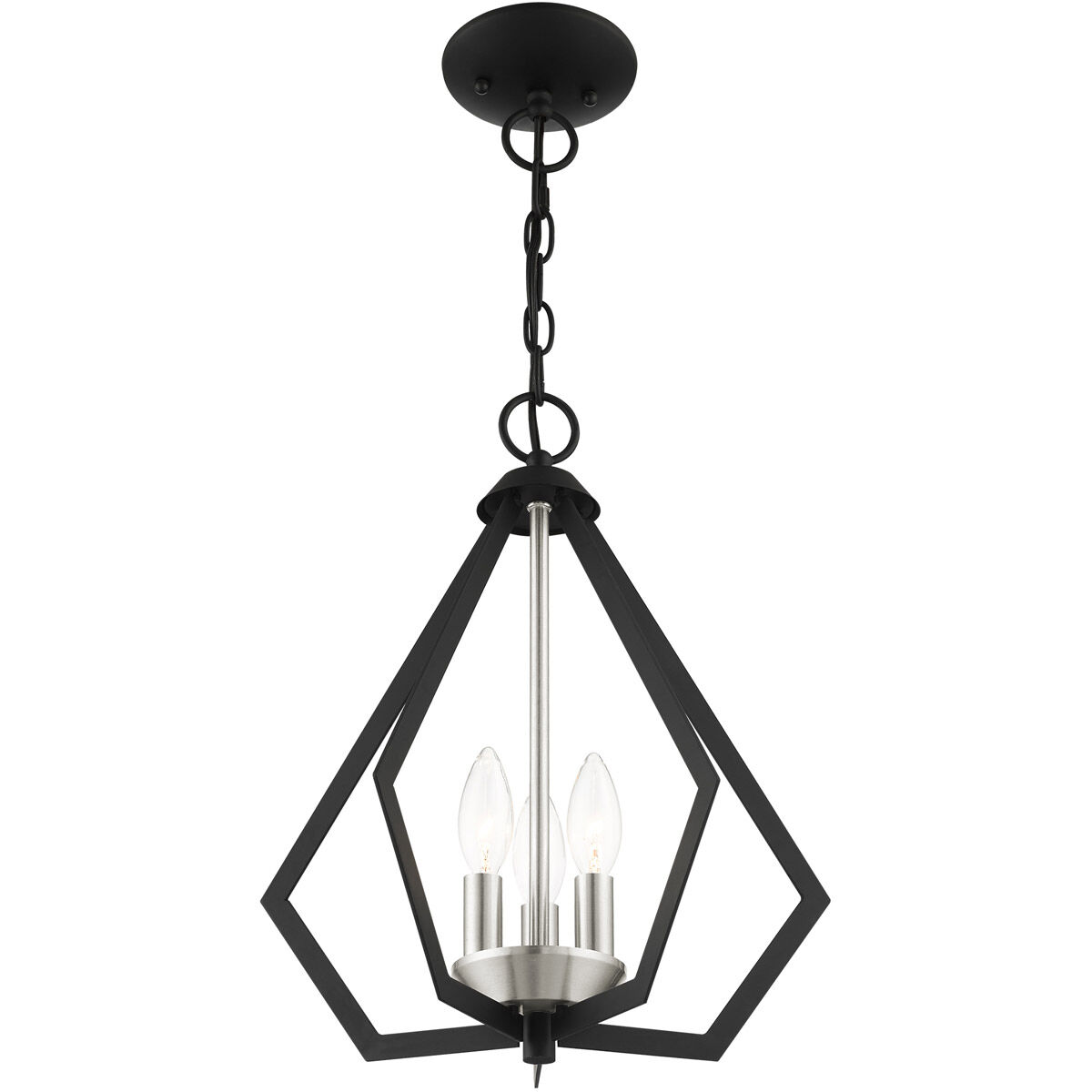 Prism 3 Light 14 inch Black with Brushed Nickel Cluster Convertible Semi Flush/Pendant Ceiling Light