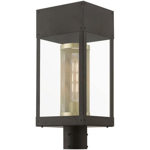 Franklin 1 Light 19 inch Bronze with Soft Gold Candle Outdoor Post Top Lantern