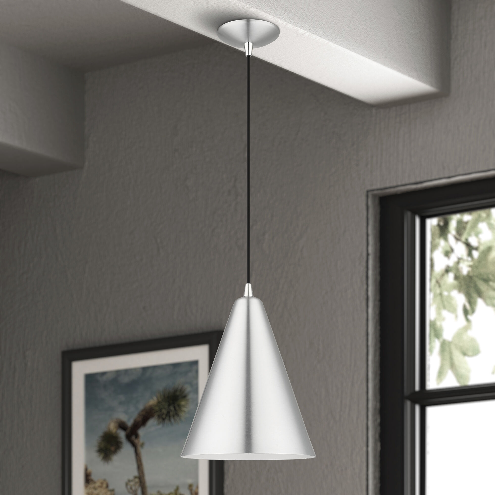 Dulce 1 Light 10 inch Brushed Aluminum with Polished Chrome Accents Pendant Ceiling Light
