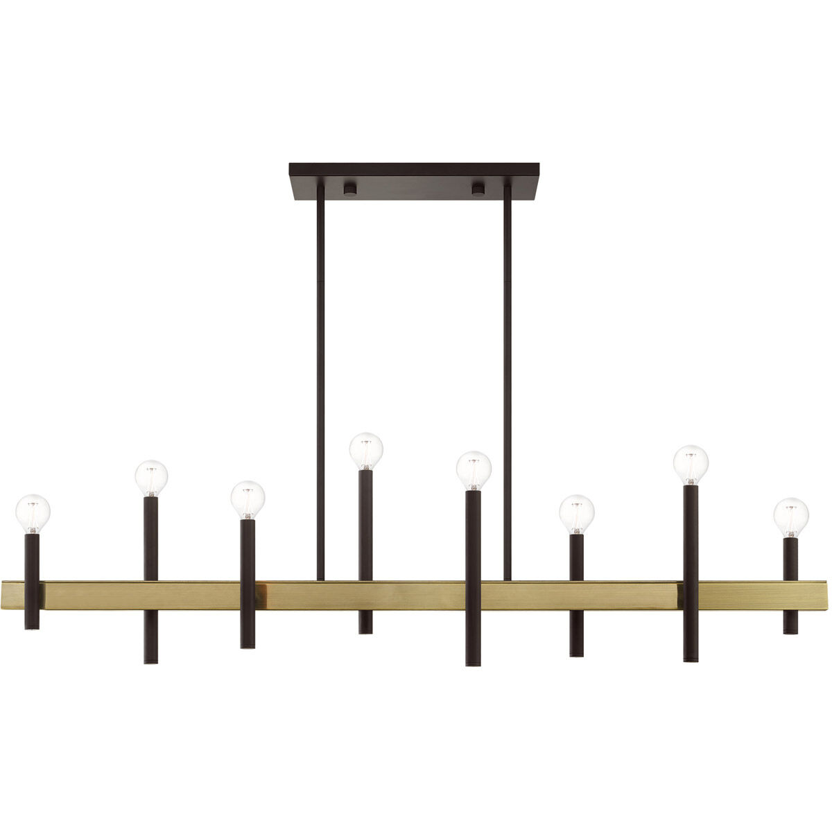 Denmark 8 Light 9.25 inch Bronze with Antique Brass Accents Chandelier Ceiling Light