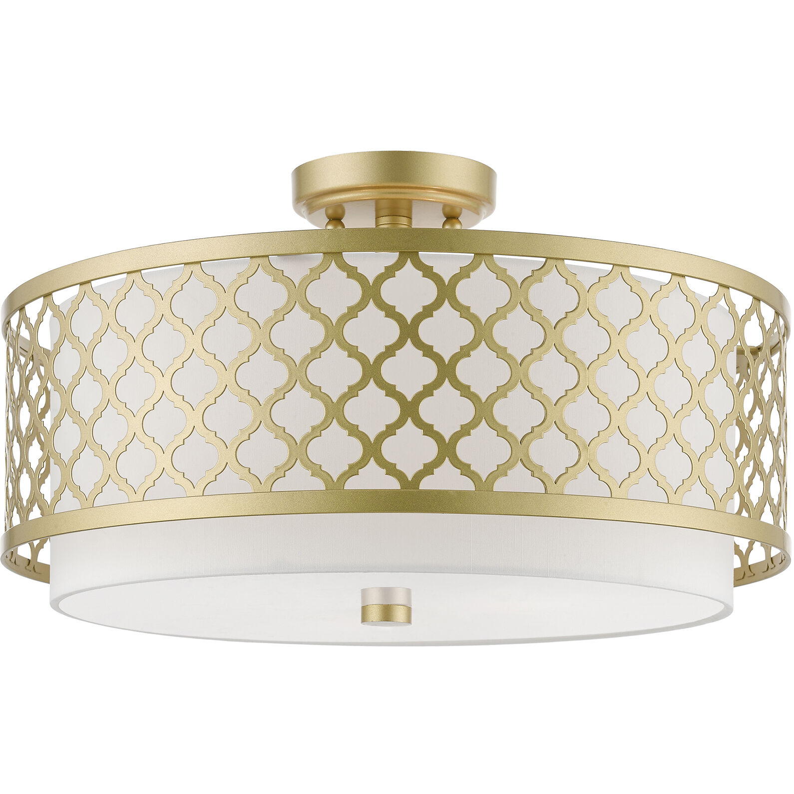 Arabesque 3 Light 18 inch Soft Gold Semi-Flush Ceiling Light, Large