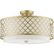 Arabesque 3 Light 18 inch Soft Gold Semi-Flush Ceiling Light, Large