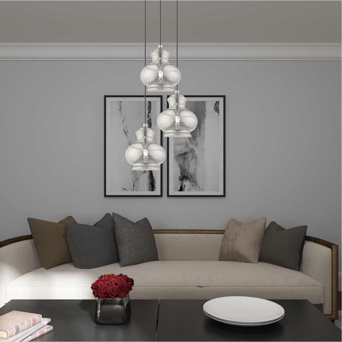 Art Glass 1 Light 10 inch Brushed Nickel Mini Pendant Ceiling Light