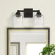 Aragon 2 Light 15 inch Black Vanity Sconce Wall Light