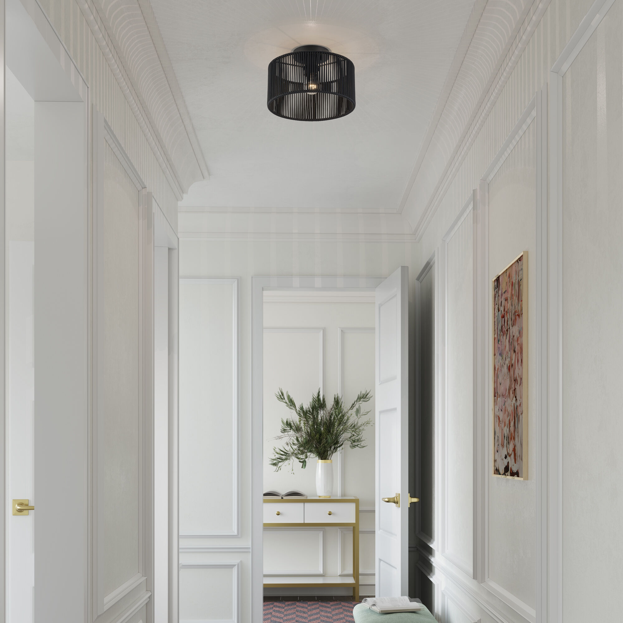 Acordia 1 Light 12 inch Black Semi Flush Mount Ceiling Light, Medium