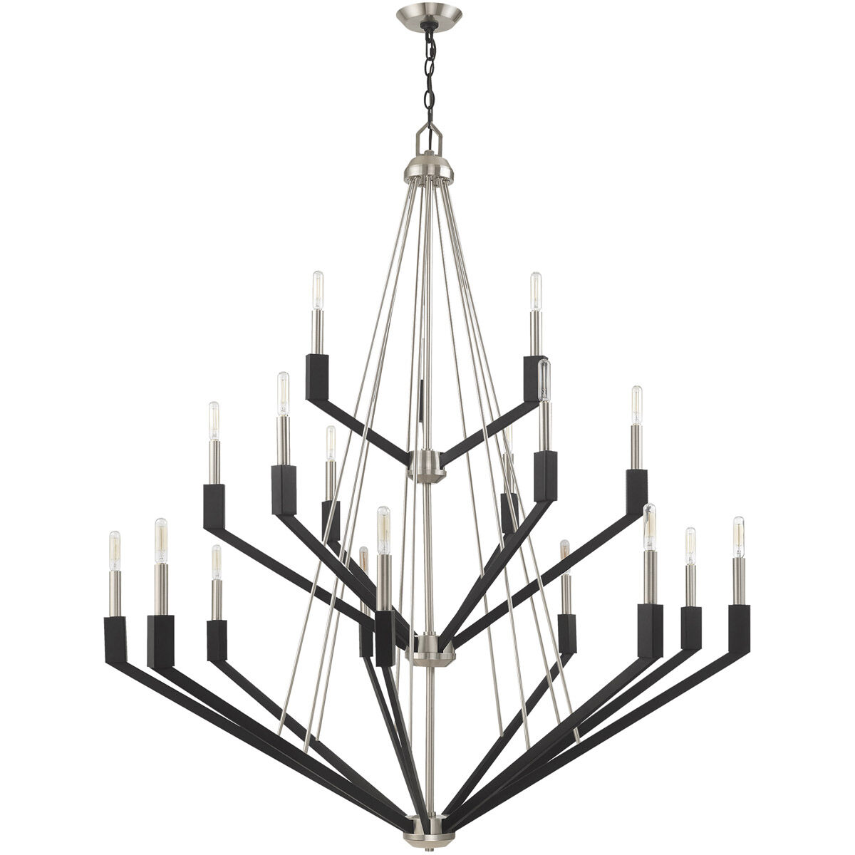 Beckett 18 Light 44 inch Brushed Nickel & Black Foyer Chandelier Ceiling Light