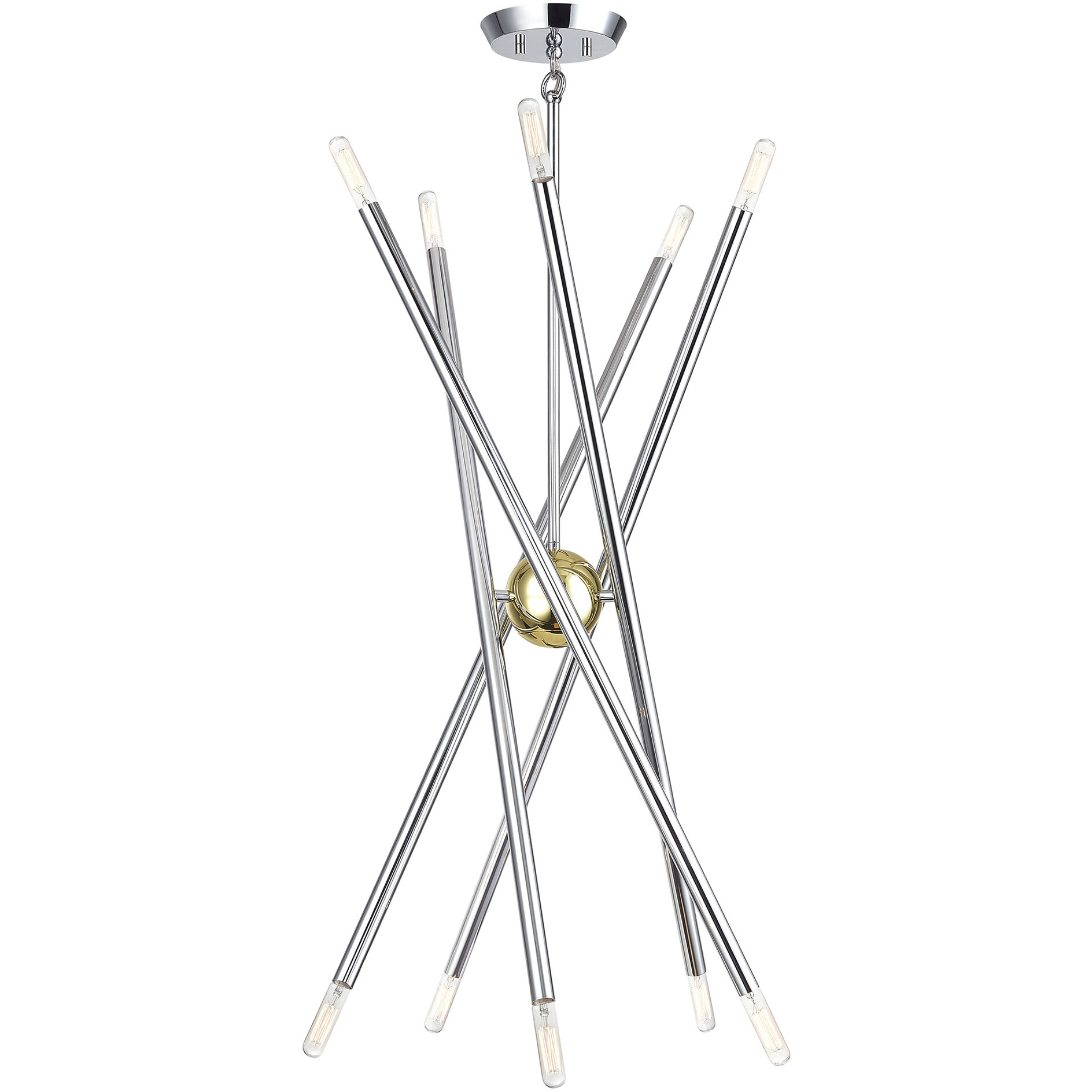 Soho 10 Light 28 inch Polished Chrome with Polished Brass Accents Chandelier Ceiling Light