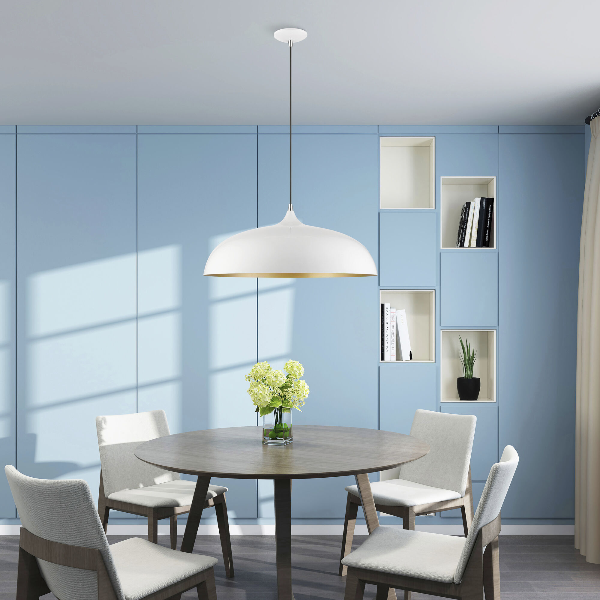 Amador 3 Light 24 inch Shiny White with Polished Chrome Accents Pendant Ceiling Light, Large