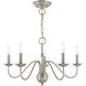 Windsor 5 Light 24 inch Brushed Nickel Chandelier Ceiling Light