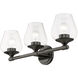 Willow 3 Light 23 inch Black Chrome Vanity Sconce Wall Light