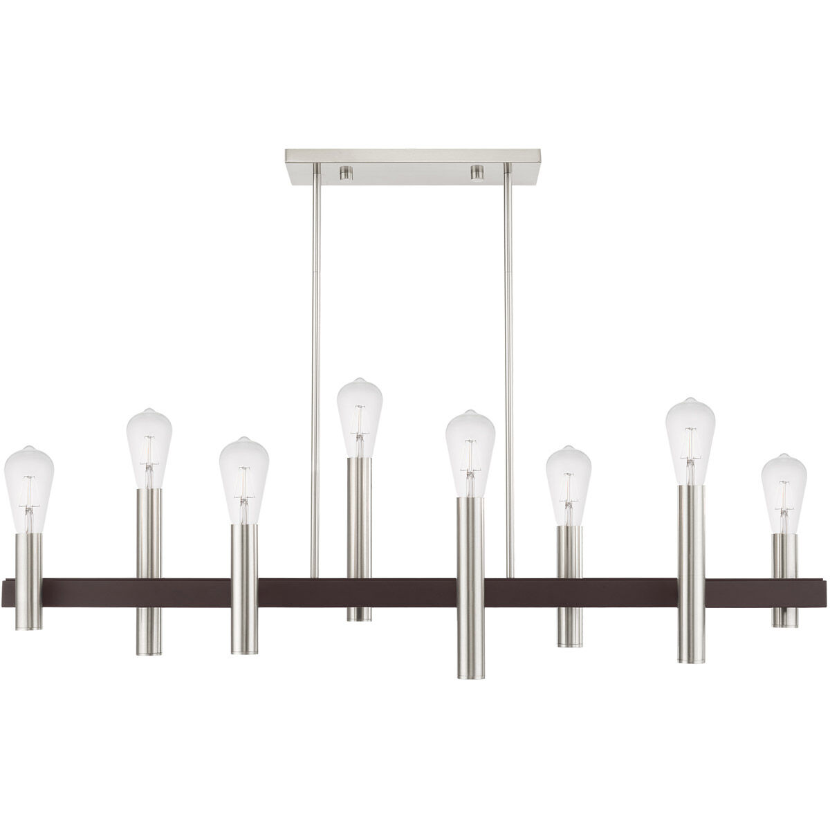 Helsinki 8 Light 10 inch Brushed Nickel with Bronze Accents Chandelier Ceiling Light