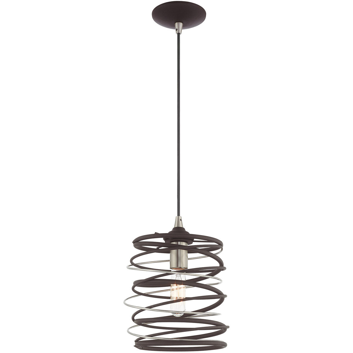 Geometric 1 Light 8 inch Bronze Mini Pendant Ceiling Light