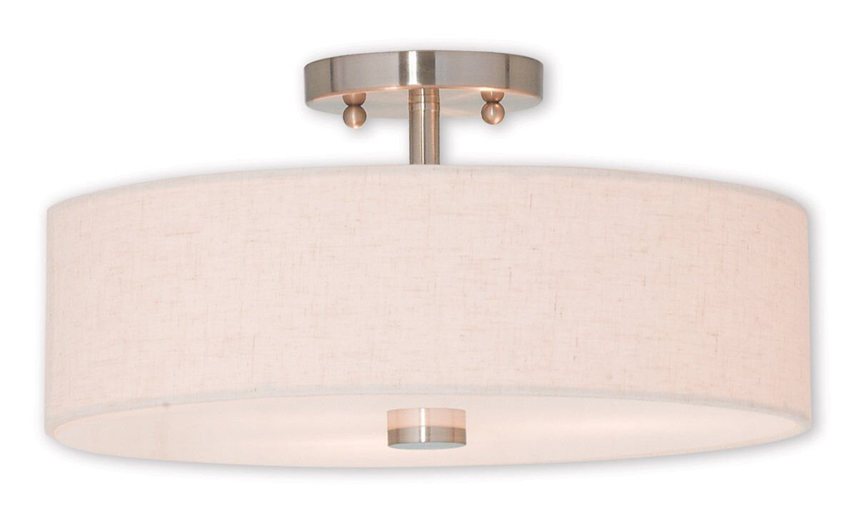 Meridian 3 Light 15 inch Brushed Nickel Semi-Flush Mount Ceiling Light