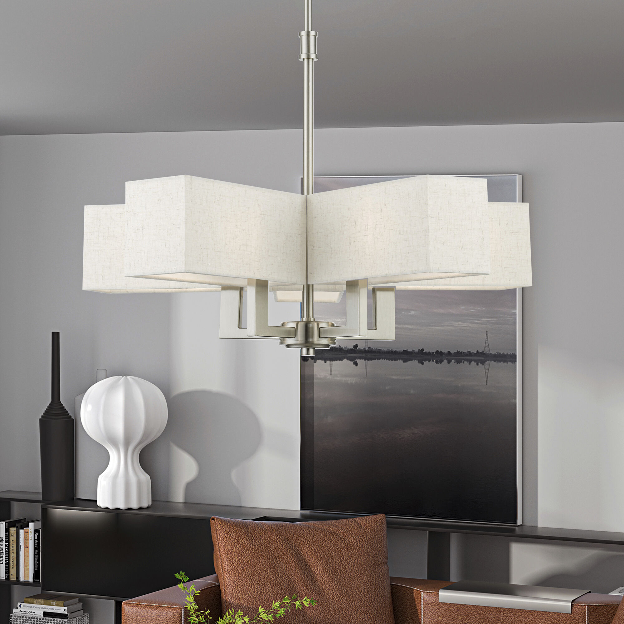 Rubix 5 Light 26 inch Brushed Nickel Chandelier Ceiling Light