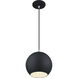 Kuppola 9.25 inch Black with Brushed Nickel Accents Globe Pendant Ceiling Light, Globe