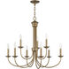 Estate 9 Light 30 inch Antique Gold Leaf Chandelier Ceiling Light, Large, 2-Tier