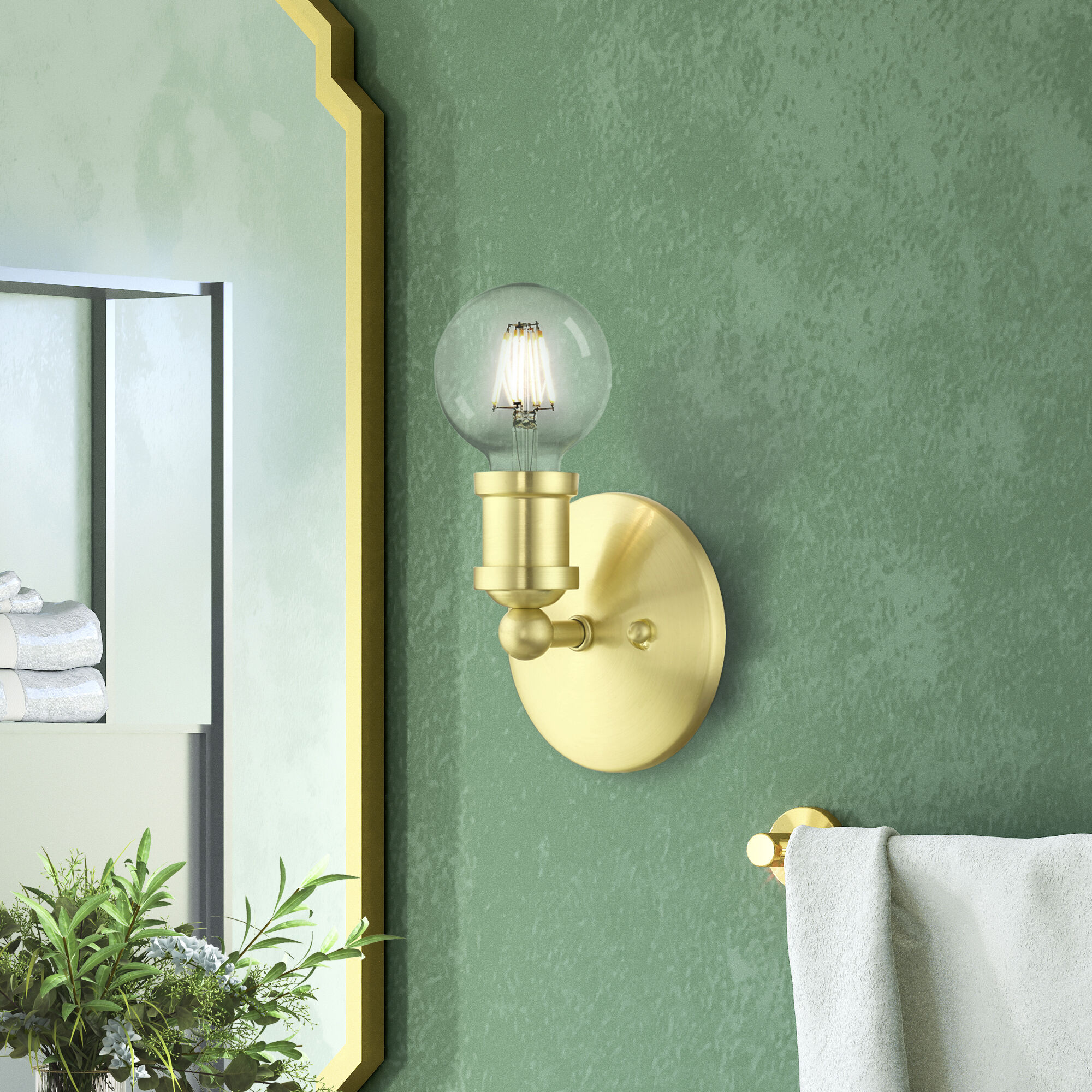 Lansdale 1 Light 5 inch Satin Brass Single Vanity Sconce Wall Light, Single