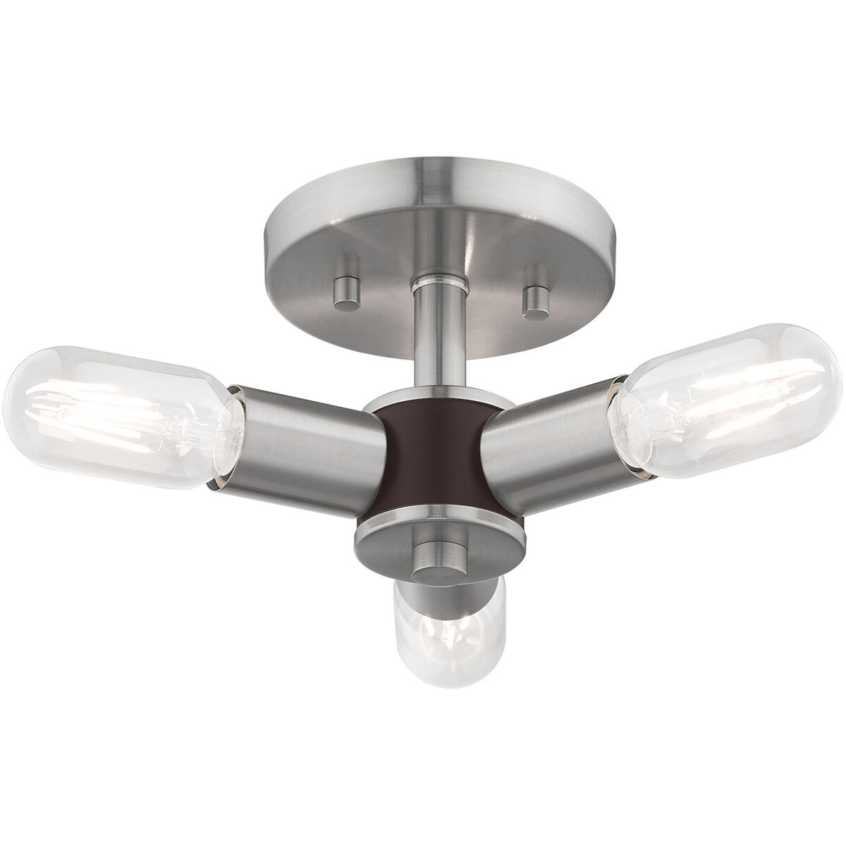 Copenhagen 3 Light 14 inch Brushed Nickel Semi-Flush Mount Ceiling Light
