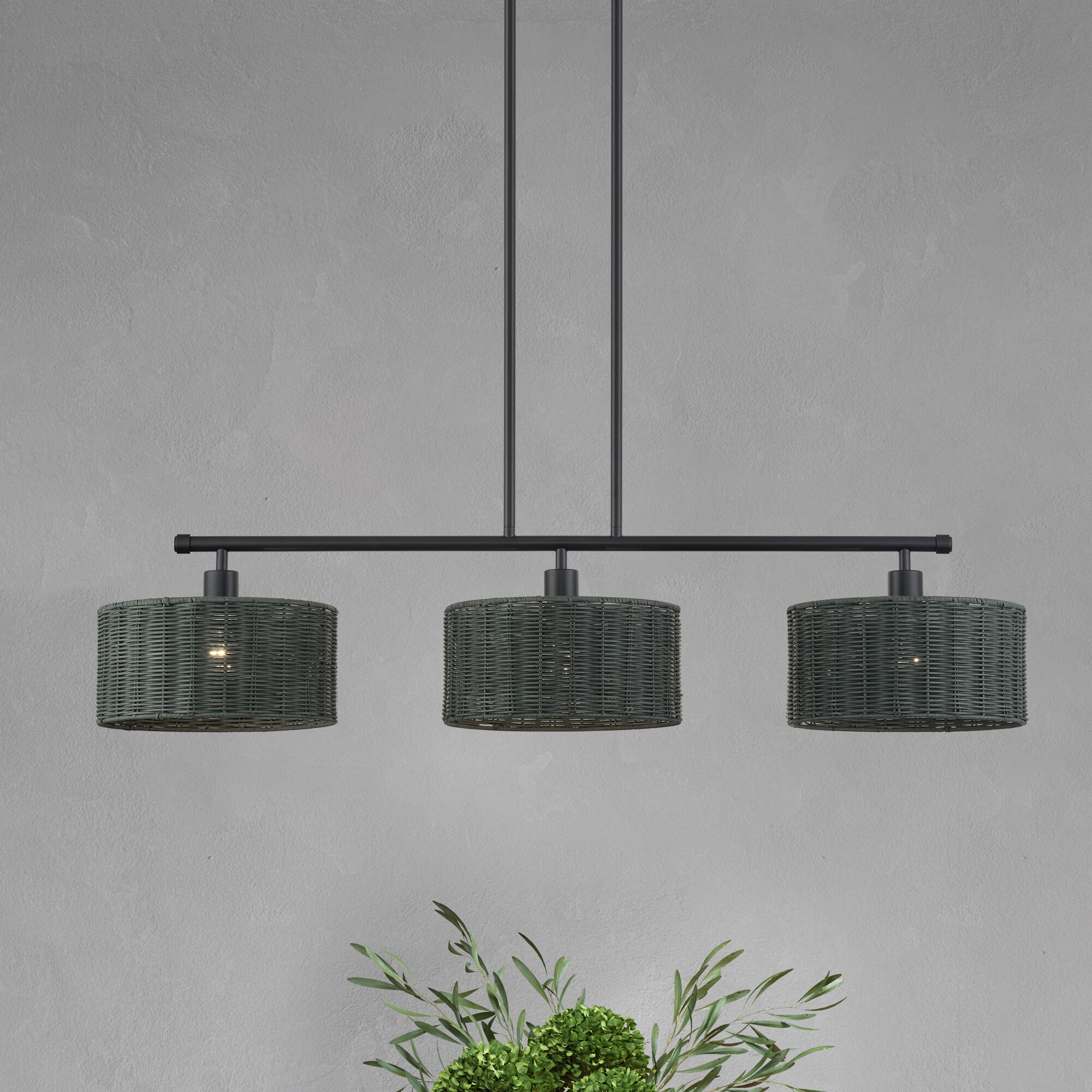 Weavington 3 Light 46 inch Black Linear Chandelier Ceiling Light, Extra Large