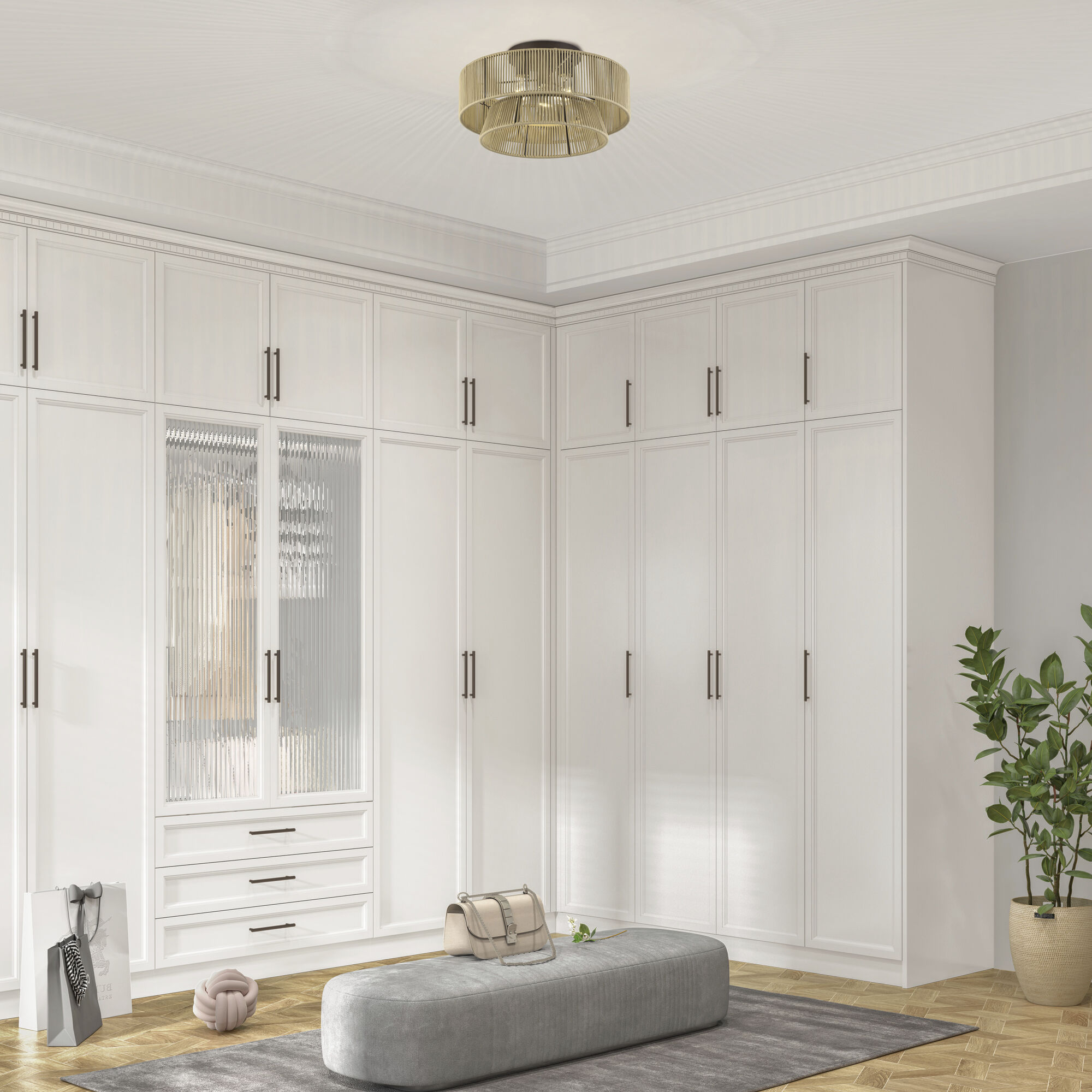 Florell 3 Light 18 inch English Bronze Semi Flush Mount Ceiling Light, Large