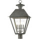 Wentworth 4 Light 28 inch Charcoal Outdoor Extra Post Top Lantern, Extra Large