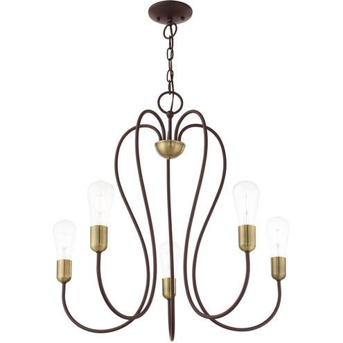 Lucerne 5 Light 24 inch Bronze with Antique Brass Accents Chandelier Ceiling Light