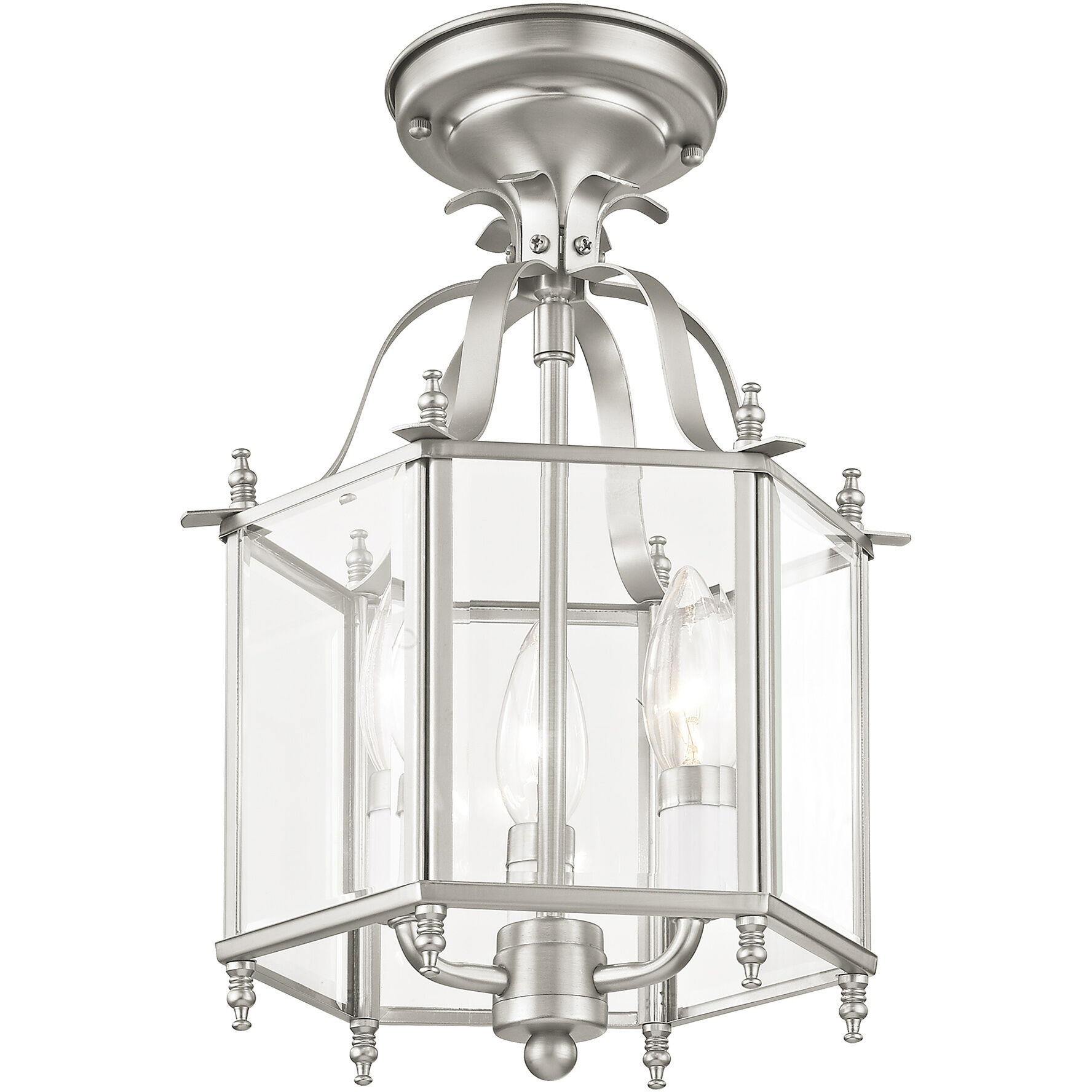 Livingston 3 Light 10 inch Brushed Nickel Convertible Mini Pendant/Ceiling Mount Ceiling Light