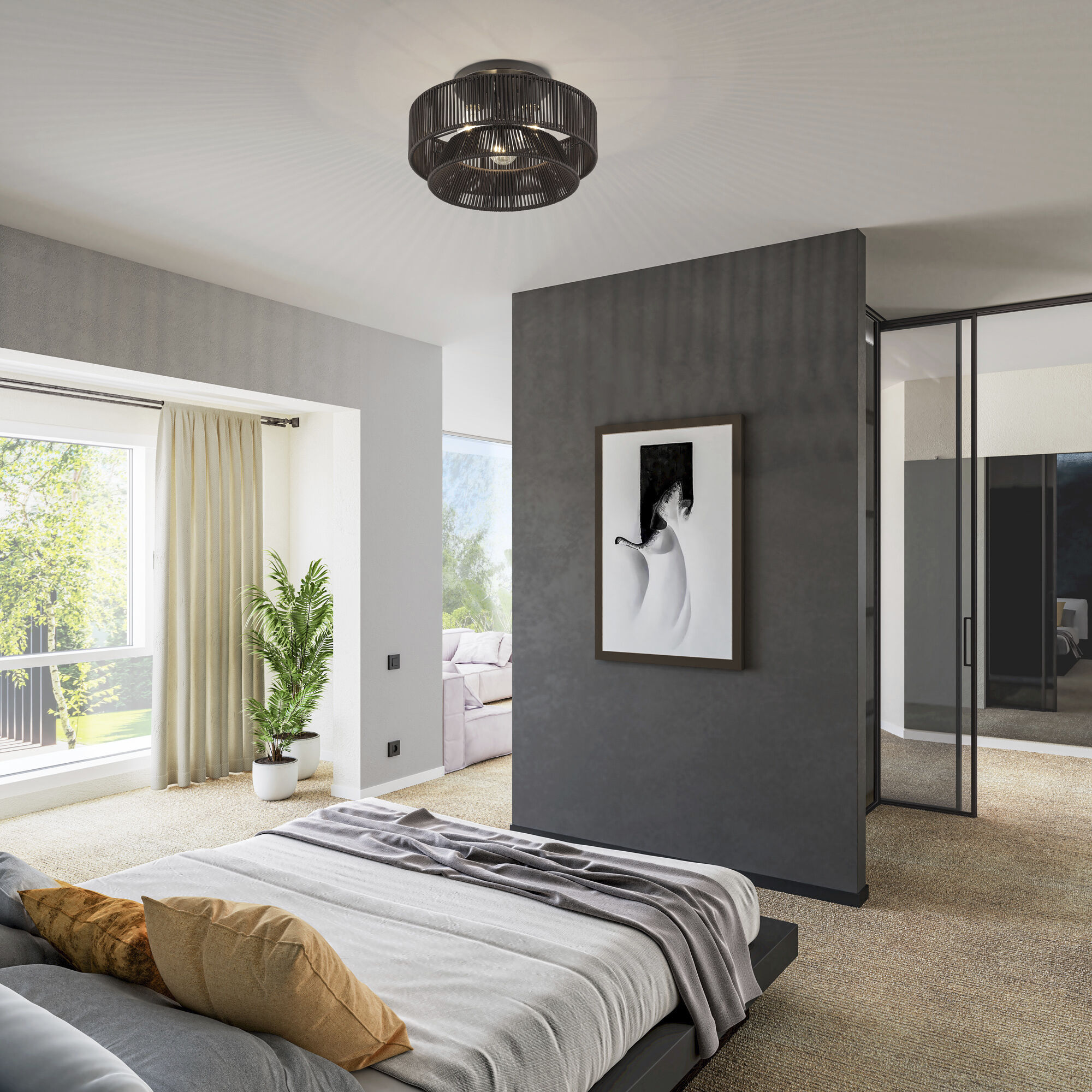 Florell 3 Light 15 inch English Bronze Semi Flush Mount Ceiling Light, Large